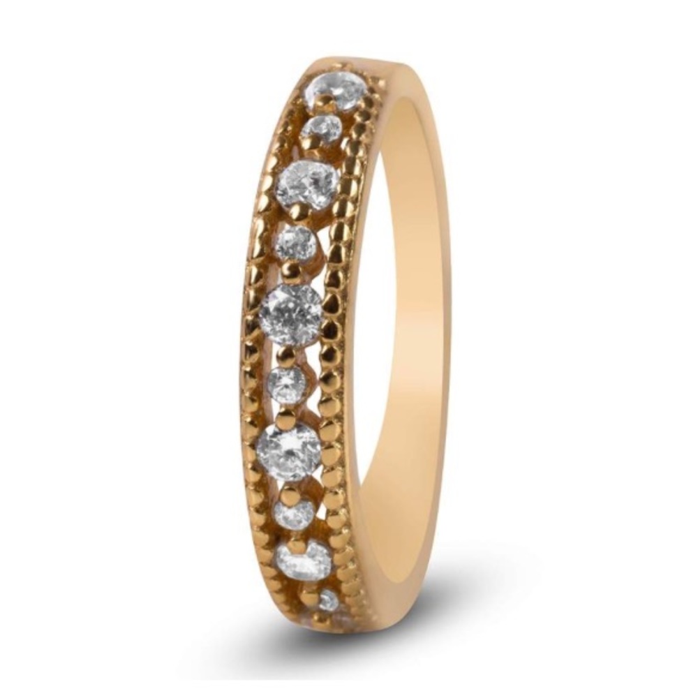 NEW 18k Yellow Gold Diamond Layered Stackable Ring - Picture 5 of 9